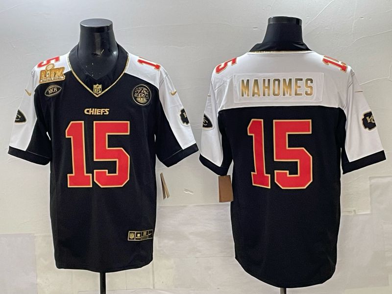 Men 2025 Kansas City Chiefs #15 Mahomes Black Nike Limited NFL Jersey 02